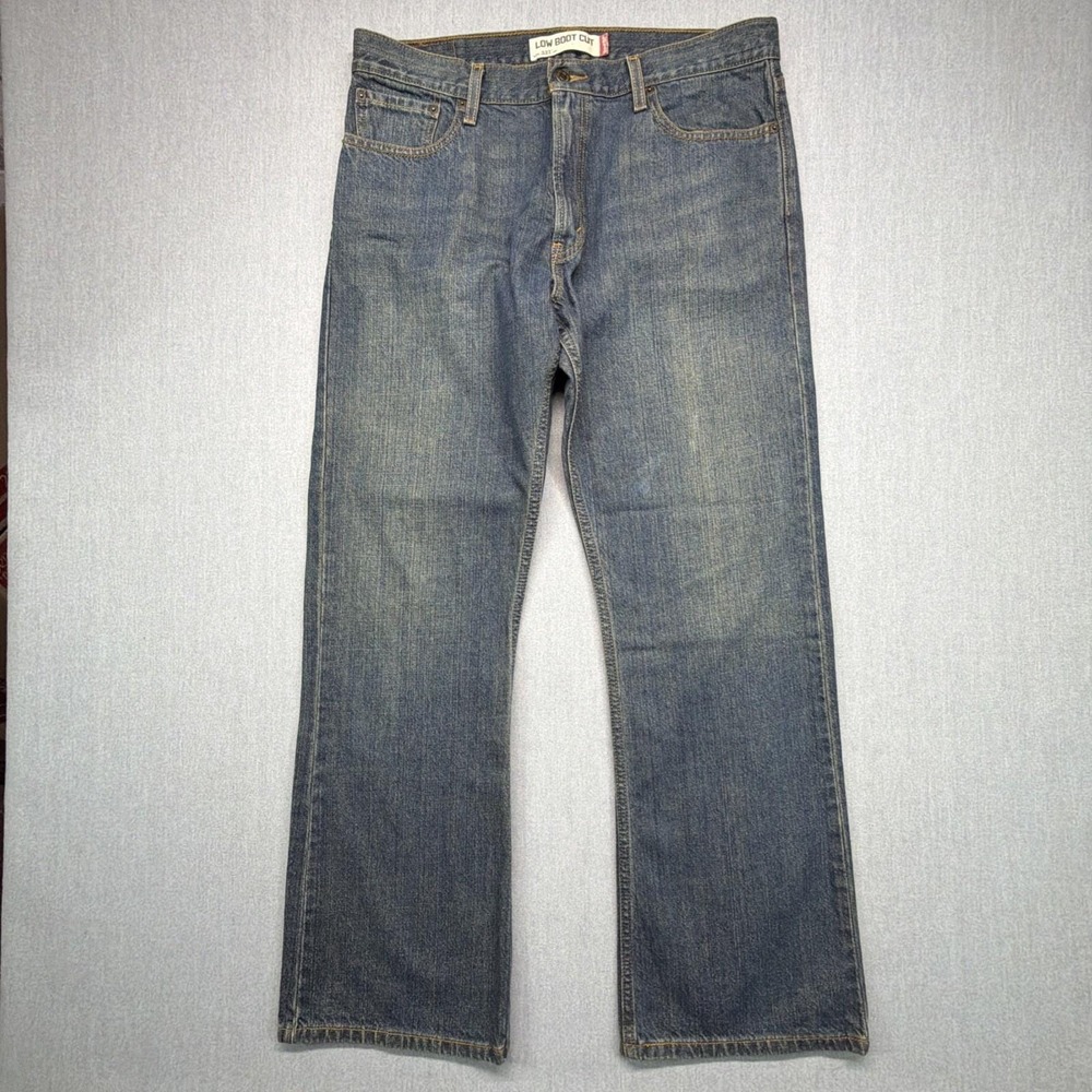 Vintage Levis 527 Low Boot Cut Jeans Men's 36x32 Blue Faded Cowboy Western Y2K
